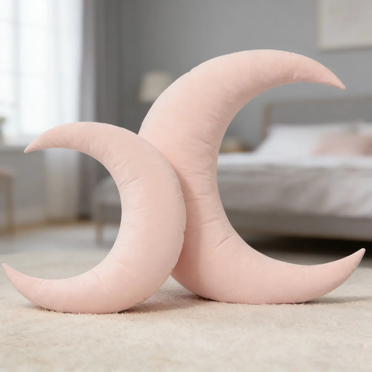 Crescent-Shaped Large Moon Pillow - Polyester Bolster Cushion, Soft Skin-Friendly Ergonomic Support, Hand Wash Only, Ideal for Bedroom/Sofa Decor & Sleeping Use, Supportive Bolster