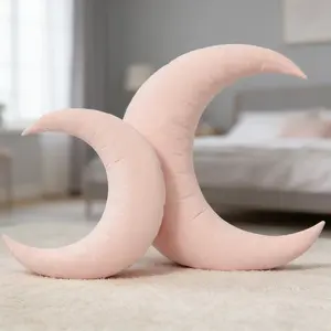 Crescent-shaped plush cushion, soft and skin-friendly, ergonomic design, suitable for bedroom sofa decor and dual use for sleeping