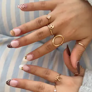 Women's Elegant Vintage Ring Set, Floral & Faux Pearl Designs, Perfect for Daily Wear, Parties, Weddings, Autumn Winter Jewelry Collection