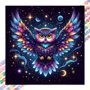 1 DIY Handcraft Diamond Painting Kit, 5D Diamond Art Set, DIY Decoration, Colorful Owl Diamond Painting Set with Full Round Diamonds, Mosaic, Diamond Art, DIY Art Home Decoration, Suitable for Christmas.