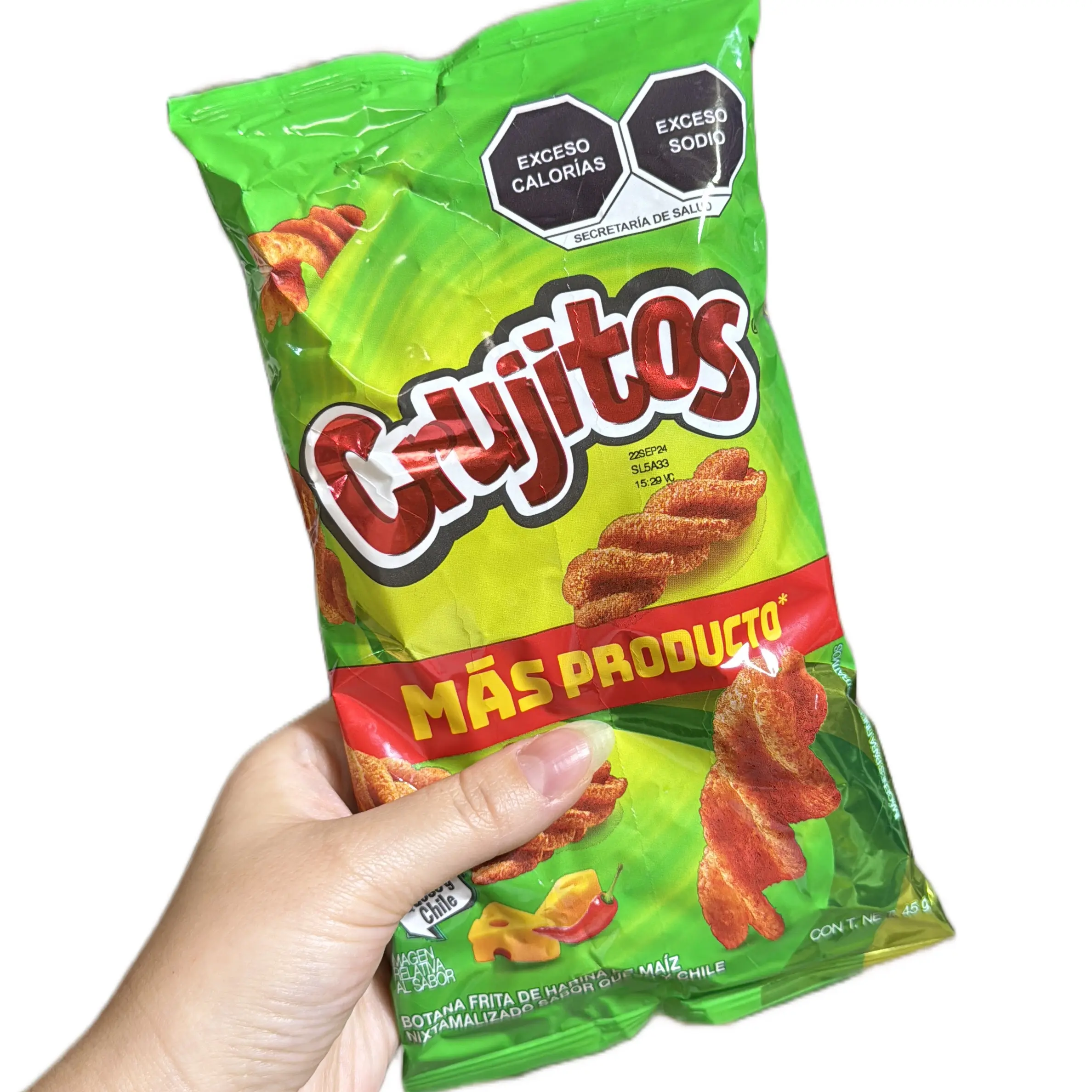 10-pack Crujitos small size bag Queso and Chile flavor cheese chilli spicy crunchy crispy Mexican chips Snack Corn