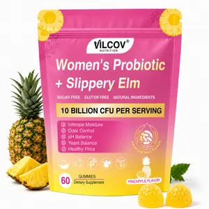 VILCOV Women's pH Balance Probiotic Gummies – 10 Billion CFU Blend with Slippery Elm, Prebiotics & Lactobacillus for Dryness Relief & Natural Feminine Comfort | Hawaiian Pineapple Flavor, 60 Gummies – Chewable Wellness for Moms & Professionals On the Go