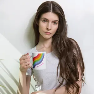 Be Happy White glossy mug