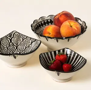 Moroccan Serving Dish Set | Set of 3 | Elegant Appetizer & Dip Bowls for Entertaining, Stylish Table Decor for Hosting