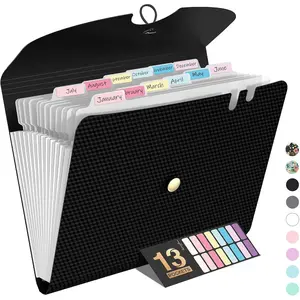 Expanding File Folder 13 Pocket Accordion File Organizer Monthly Expandable File Folder for Documents with Labels Portable Bill Receipt Organizer for School Office Supplies Letter A4 Size