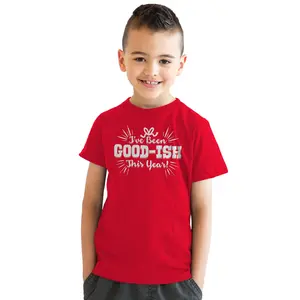 Youth Ive Been Goodish This Year T Shirt Funny Christmas Holiday Party Tee Funny T Shirts Christmas Tops for Kid Novelty Tees for Kids Red