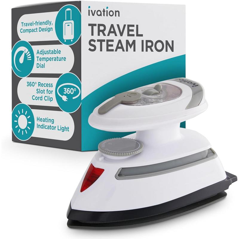Ivation Travel Steam Iron, Dual Voltage Travel Iron & Clothes Steamer with Nonstick Soleplate & More