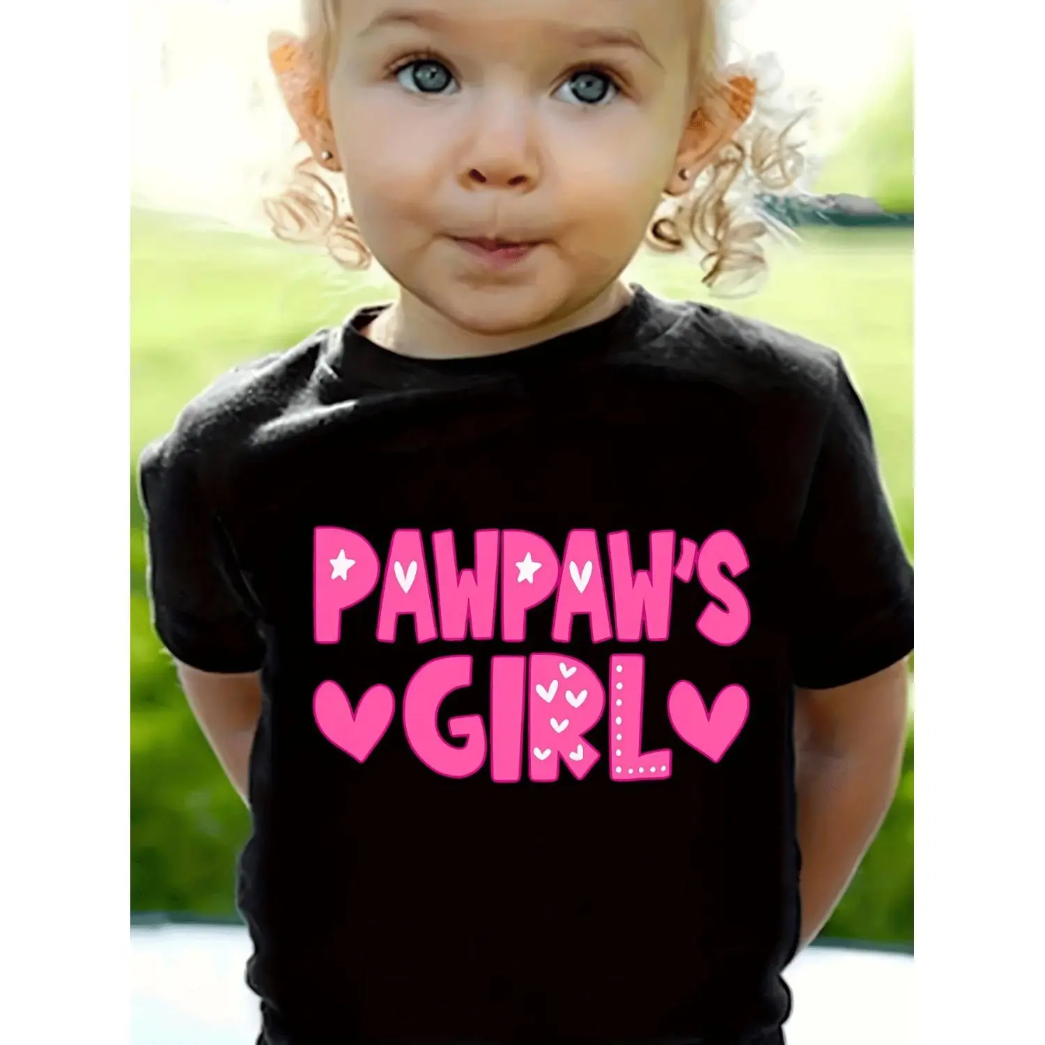 Girls' Cotton Printed Breathable Shirt - Casual Crew Neck Short Sleeve Tee with Playful Lettering, Ideal for Summer Kids' Tops, Printed T Shirt