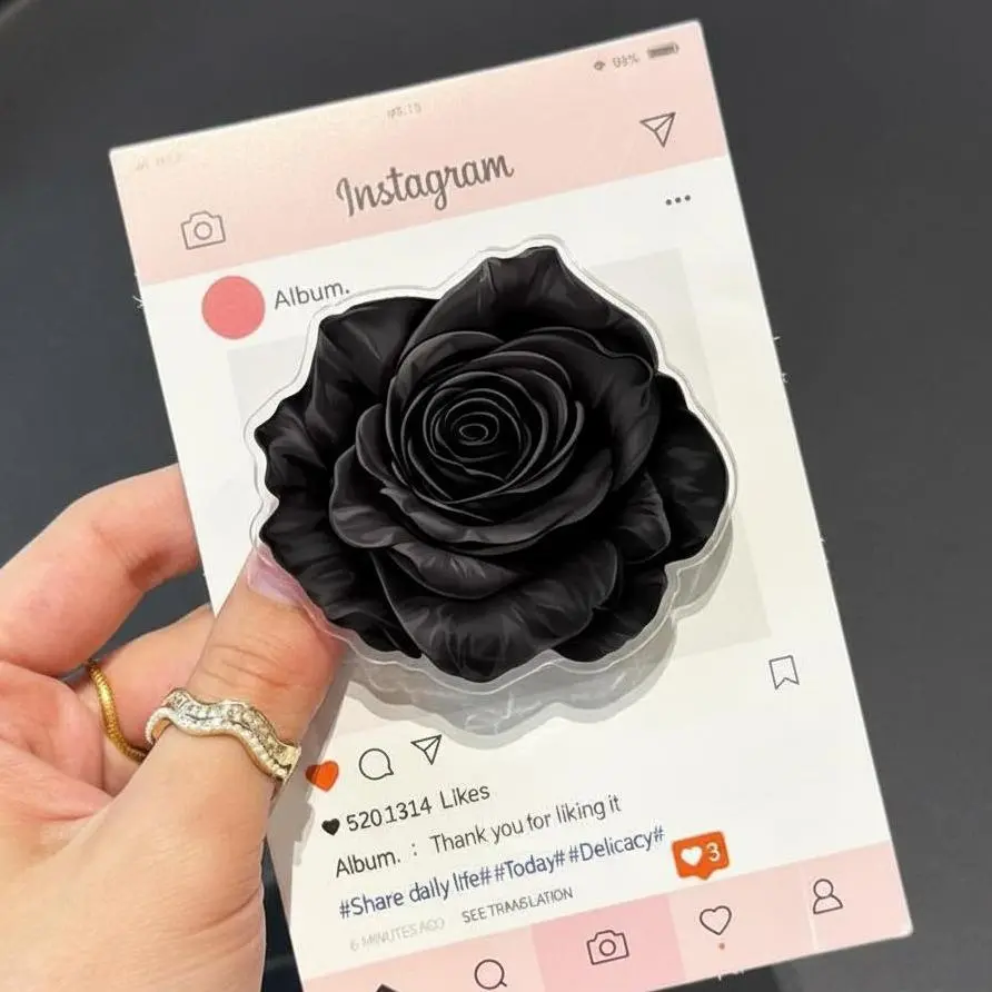 Gothic Black Rose Magsafe Phone Grip – Dark Romantic Aesthetic Accessory