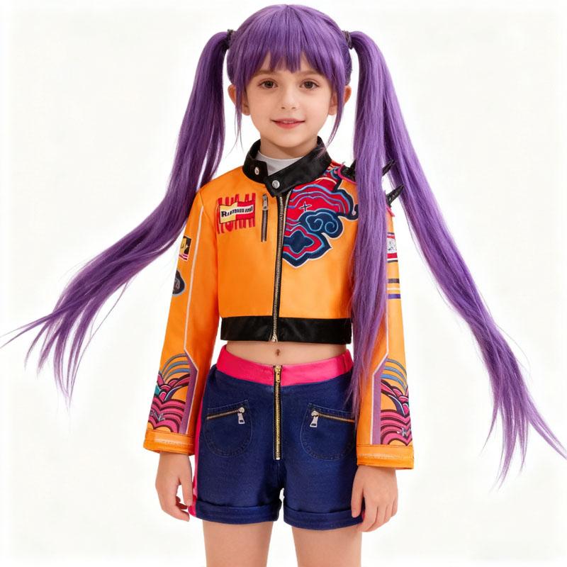 Christmas K-Pop Rumi Girls Party Costume Set Festive Holiday Cosplay Outfit Matching Crop Top and Skirt Fitted Kint Fabric