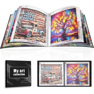 Diamond Art Storage Book with Accessories Painting Storage for Diamond Painting Kits Tools & Supplies Album 15.7x15.7inch Art Collection Binder Book Square Folder 40x40cm Black
