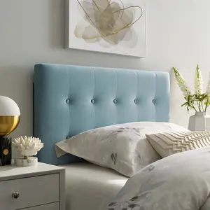 Modway Emily Twin Biscuit Tufted Performance Velvet Headboard in Light Blue
