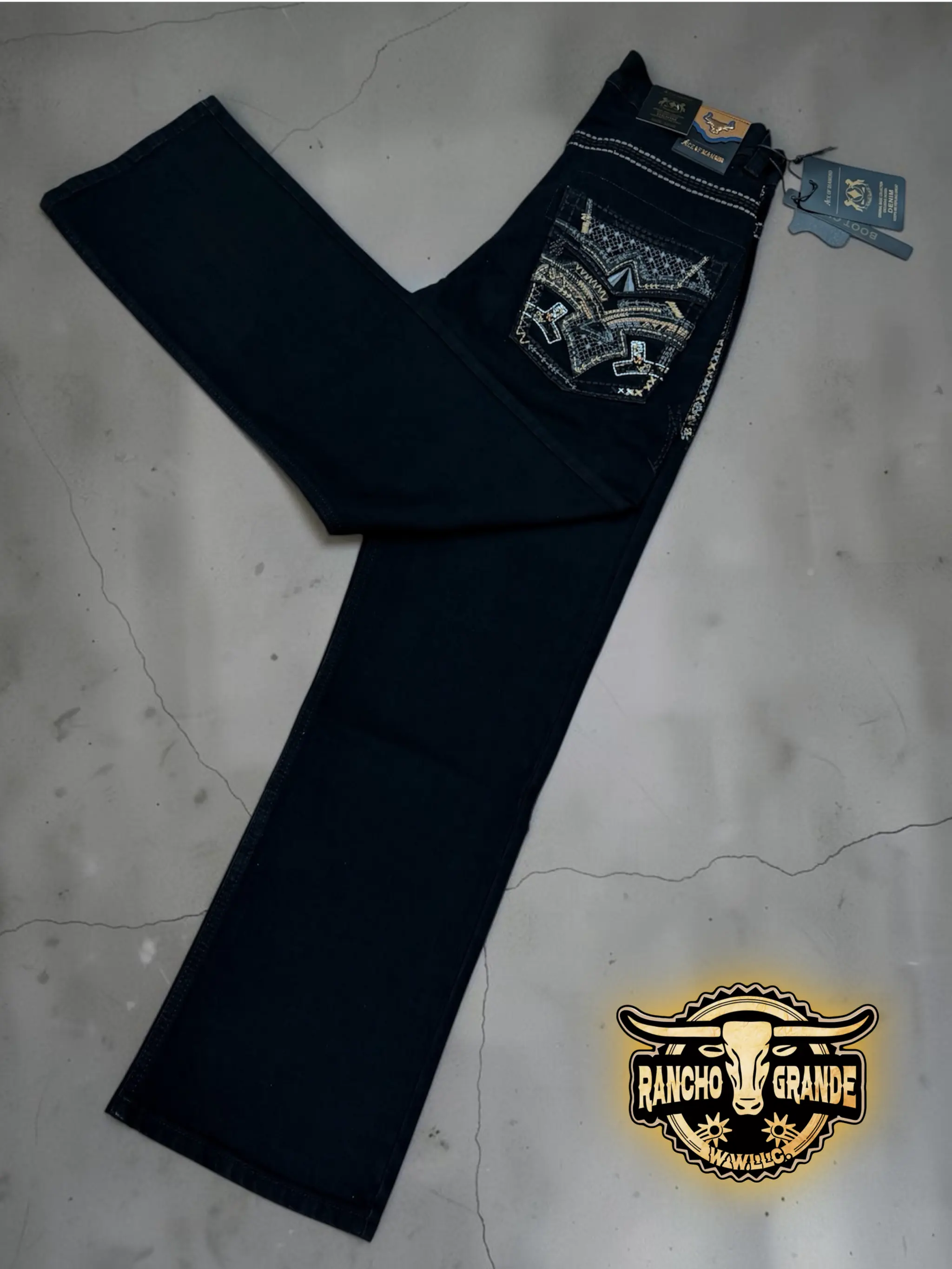 ACE- PCTO Men's Western Cowboy Jeans Straight Fit Boot Cut / Pantalon Vaquero para Hombre corte para Bota