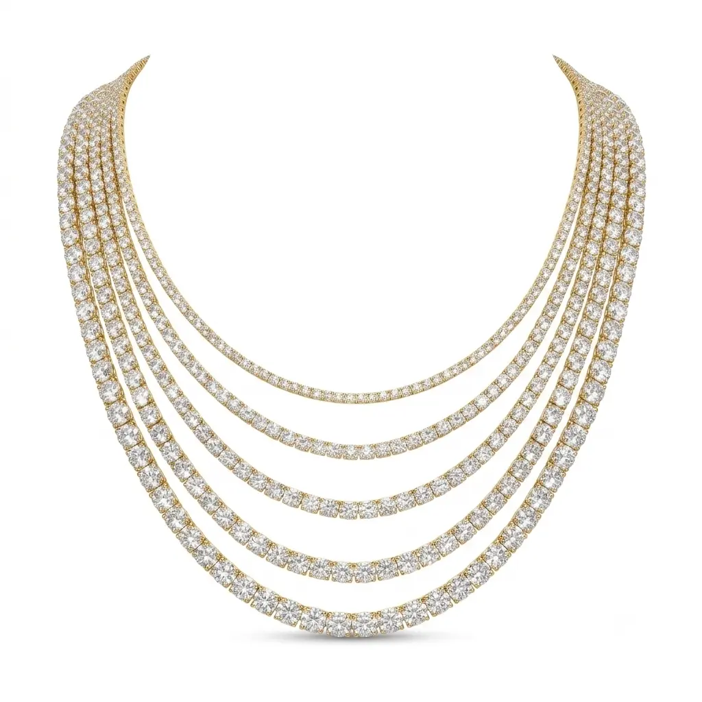 Moissanite Tennis Chain 4MM 14K Gold