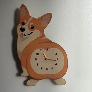 Handmade Silent Pendulum Dog Wall Clock