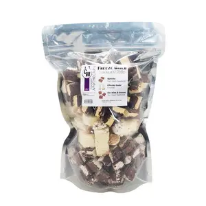 Freeze Dried Dessert Trio - Cheesecake, Cookies and Cream, and Vanilla Ice Cream Sandwich. 20oz in a refillable 12x8x3 pouch. Bite Size Snack