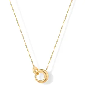 Gold Plated Dainty Interlock Pendant Necklace for Women | Circle Link Pendant Necklaces