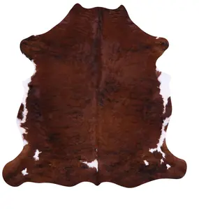 SUPER SALE Brown & White Natural Cowhide Rug - Large 6'4"H x 6'5"W