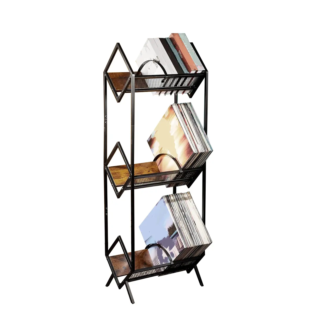 Black Vinyl Storage Cabinet - Durable, Water Resistant Record Player Holder, Vinyl Organizer, Living Room Display Shelf, Bedside Table, Paper Organizer, Children Bookshelf