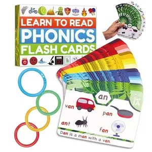 Learn to Read Phonics Flash Cards, 5x3.6 in Color-Coded for Letter Sounds Word Blending Long Vowels Two-Syllable Words Educational Tool for Language Learning