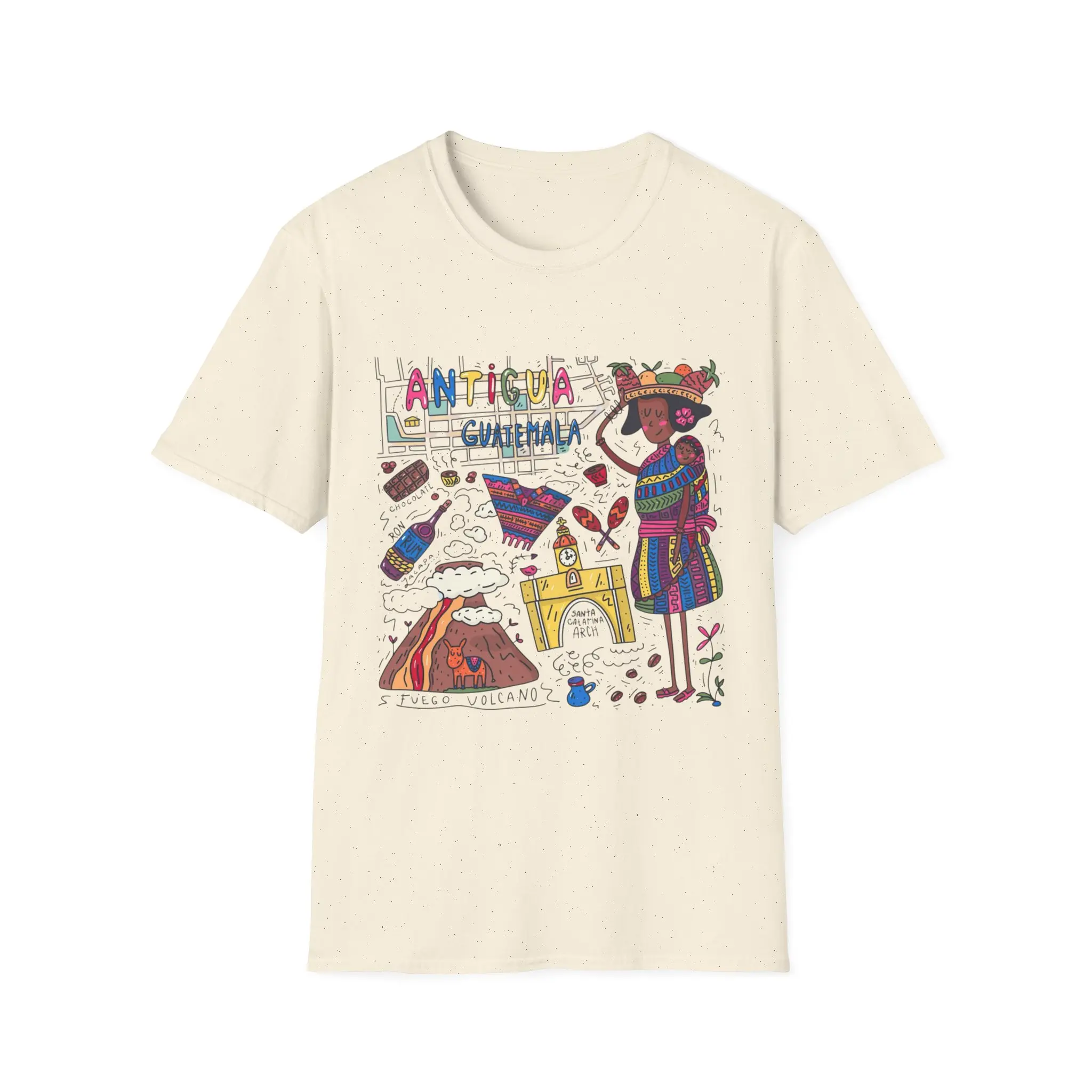 Antigua Guatemala T-Shirt, Softstyle Unisex Tee, Travel Souvenir Shirt, Gift for Travelers, Cultural Fashion Breathable Casual
