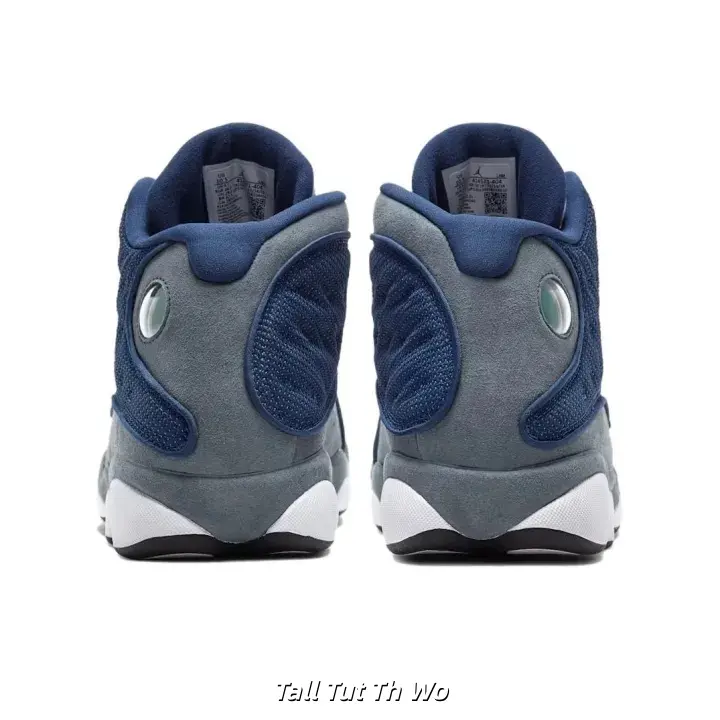Unisex 3-Tone Navy Blue-Grey-White Mid-Top Retro Basketball Sneakers, Lace-Up Breathable Street Casual Shoes with White Grip Traction Sole for Daily Wear