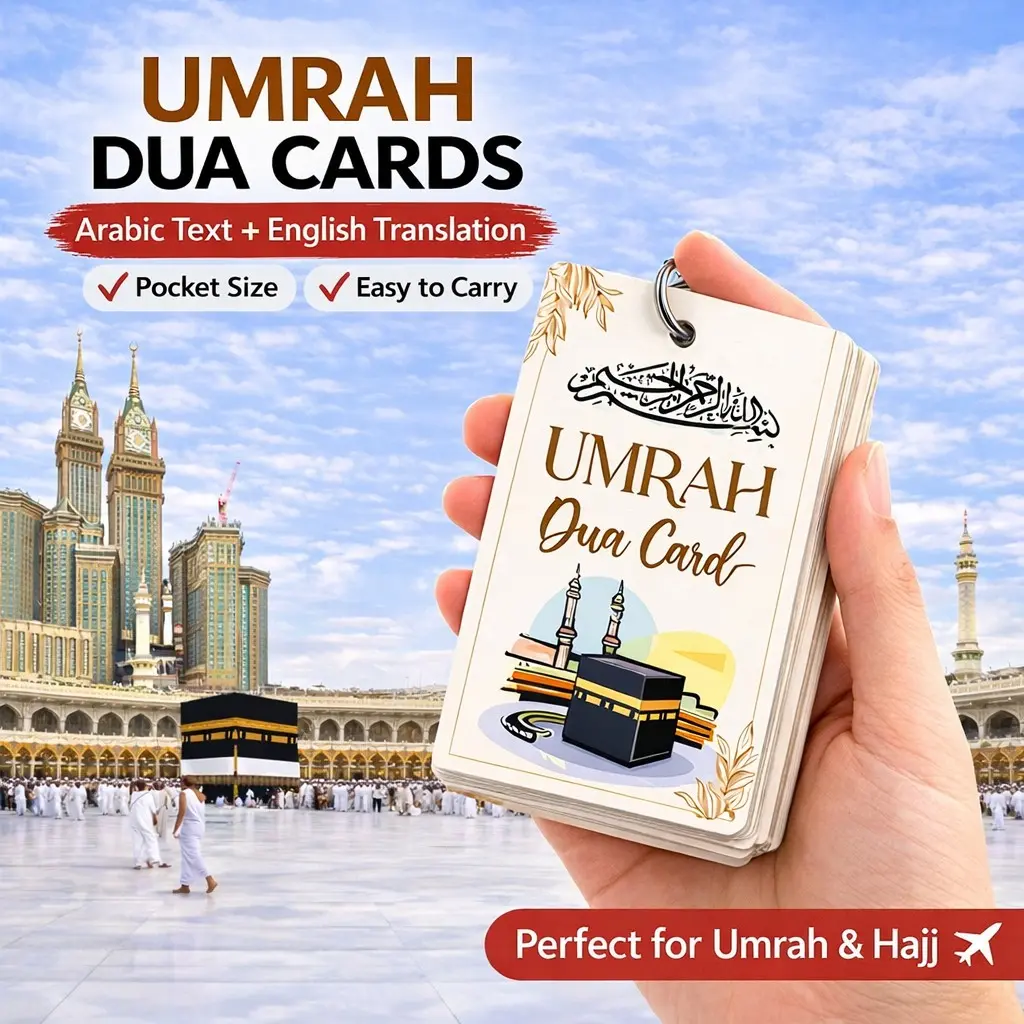 Islamic Umrah Dua Card Set - Arabic and English Translation Portable Scripture Prayer Cards for Hajj/Umrah Pilgrims, Islamic Religious Gifts for Muslims, Compact Pocket Dua Collection, Pocket Size