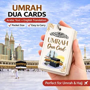 Islamic Umrah Dua Card Set - Arabic and English Translation Portable Prayer Cards for Hajj/Umrah Pilgrims, Islamic Religious Gifts for Muslims, Compact Pocket Dua Collection