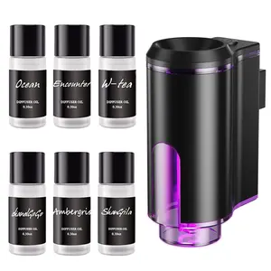 Smart Car Air Freshener, USB Rechargeable Car Aroma Diffuser, Car Aromatherapy Diffuser with 6 Perfume Options, Auto On/Off, Long-lasting, Suitable for Vent Clips, Leak-proof Design