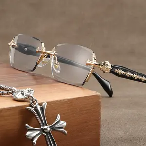 EunoiaLens Rimless High Quality Eyewear, Frameless HD Vision Glasses with Clear Lenses, Diamond-Cut Edges, Stainless Steel Fashion Temple Decor, Lightweight Unisex Adults' Accessories for Computer, Daily Use, Mens Gift