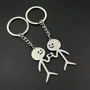 Creative Cute Matchstick Man Keychain Kawaii, Fun Mood Metal Keyring Gift for Lover Friend, Ideal for Easter Halloween Christmas Thanksgiving Party