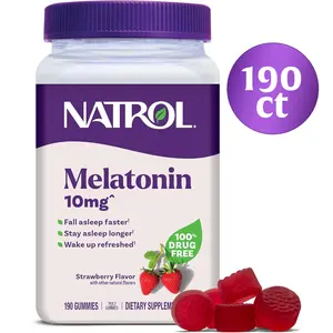 Natrol Melatonin Gummies Sleep Supplement, 190 Strawberry-Flavored Self Care Products, 10 mg Adult Sleep Support