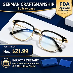 Unisex Half-Frame Gold & Black Business Readers - Premium Anti-Glare & Blue Light Shield Glasses