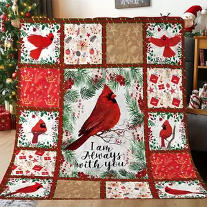 Cardinals, with you pattern printed blanket, soft and warm commemorative blanket for unforgettable moments, great holiday gifts for classmates, friends, family and lovers for naps, camping, travel, cars, office home decor-280GSM