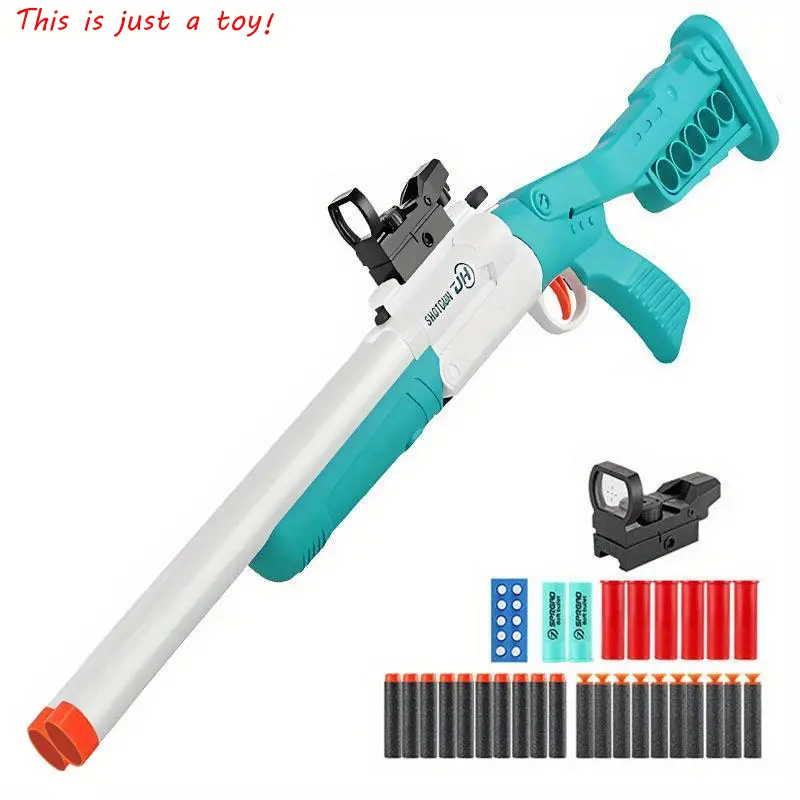 JH2031 Double Barrel Foam Dart Toy Blaster - Shell Ejector, Decorative Sight, Manual Hobby Toy for Teens' Outdoor Interactive Play, Birthdays Christmas Holidays Gifts