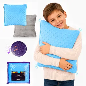 Sensory Vibrating Pillow – Pressure-Activated Calming Support for Kids & Adults, 12” Plush with Textured Bumps, 3 Vibration Modes, Music & Voice Recording (Blue)