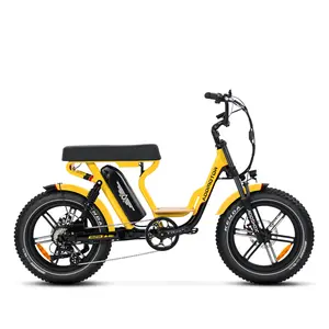 ADDMOTOR Soletan M-66X Full Suspension Electric Moped Bike For Adults, 750W 105 Miles Electric Bicycle, 48V*20Ah UL 2271 Removable Battery, 20MPH 20'' Fat Tire Ebike, Step Through Electric Bike with Banana Seat