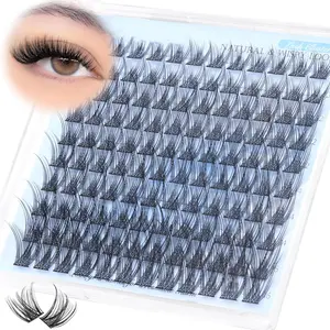 120pcs Fluffy D Curl Eyelash Extensions Kit, Mixed Lengths 10-16mm, Wispy Cluster Lashes, Individual Lash Extensions for Beginners, Single Pack, No Flammable Liquid, Eyelashes Extension Kit