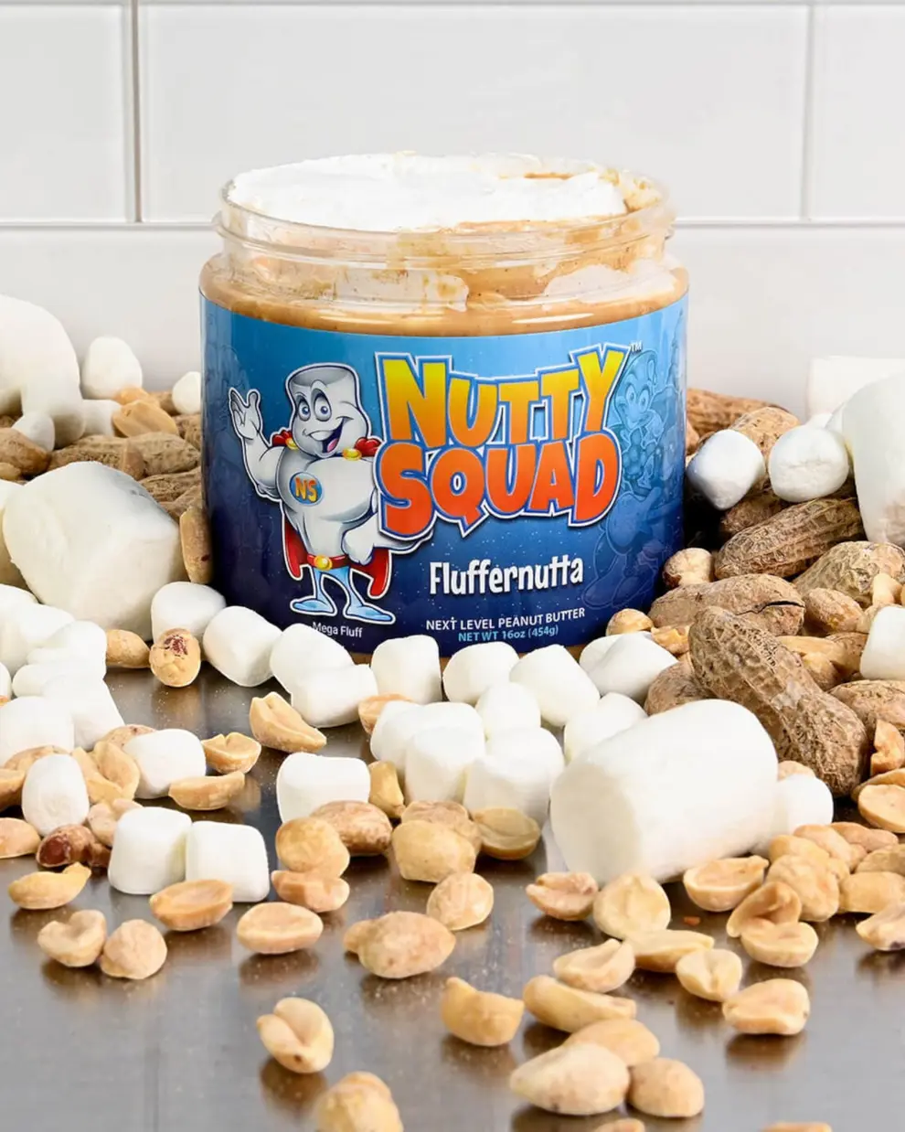 Nutty Squad "Fluffernutta", Homemade Honey Roasted Peanut Butter and Fluff Spread, 16 oz. Jar, Perfect Sweet & Nutty Flavor Fluff peanut  butter Dip