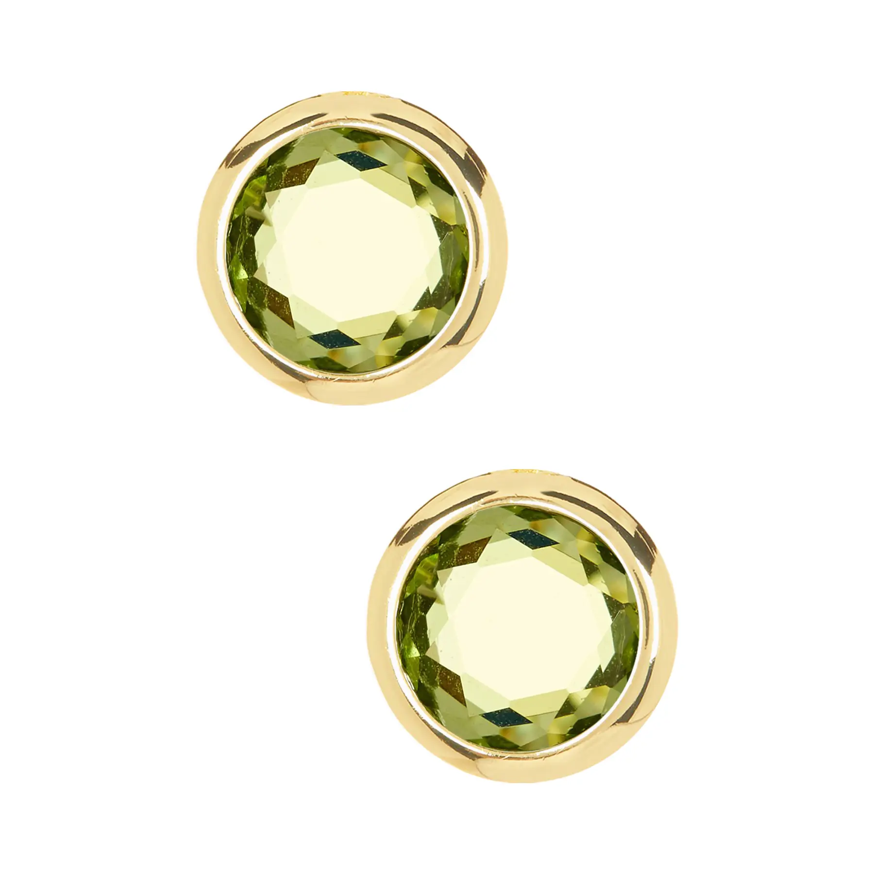 Fancy Cut Peridot Crystal 7mm Stud Earrings For Women, Petite Post Earrings