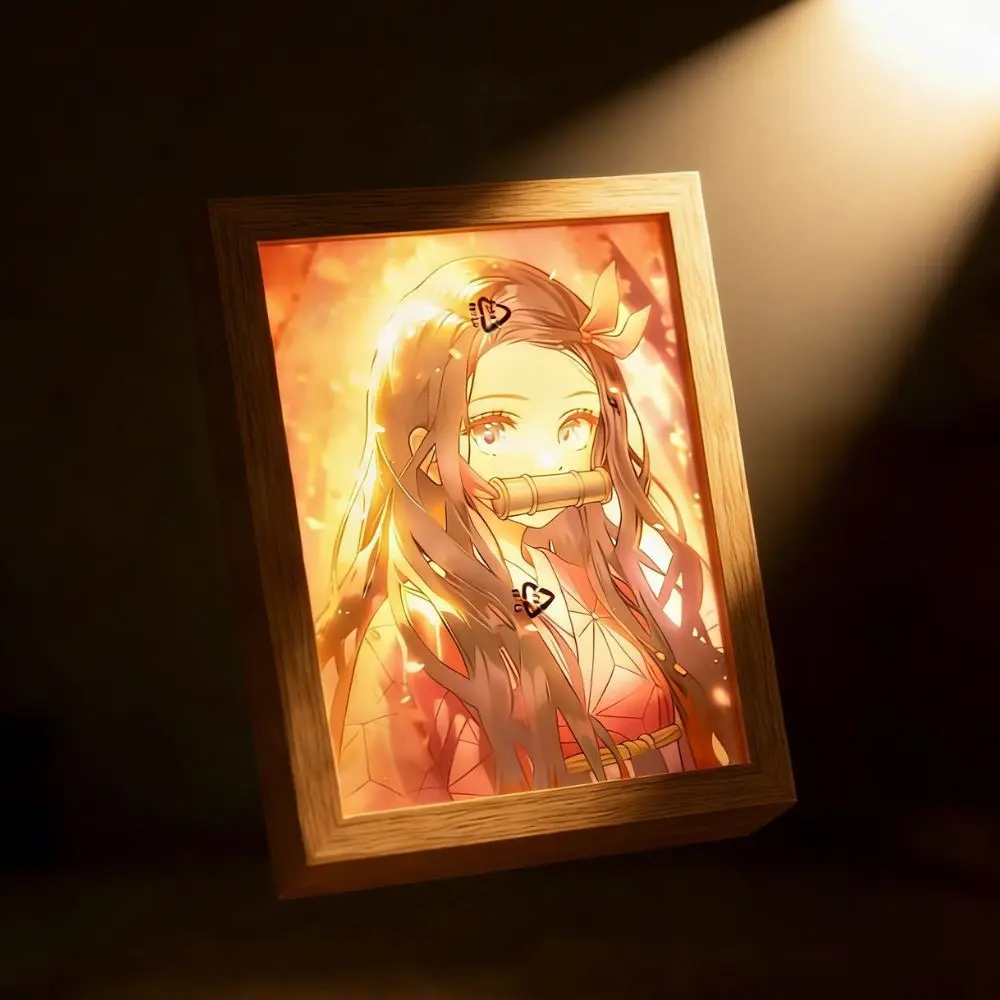 Anime Inspired Light Photo Frame, Tanjiro & Nezuko Figurine LED Night ...