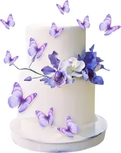 30pcs Bule Purple Mixed Size Lively 3D Waterproof Butterfly Cupcake Topper for Girls Women's Happy Birthday Wedding Party Cake Wall Party Food Decorations