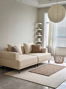66.14 Inch Modern Cotton Linen Loveseat Sofa, Upholstered 2 Seater Couch with Metal Legs and Accent Pillows for Apartment Living Room