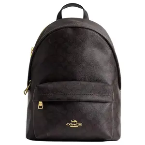 COACH Taylor 27 Logo-Print Backpack in Gold, Walnut, and Black for Women