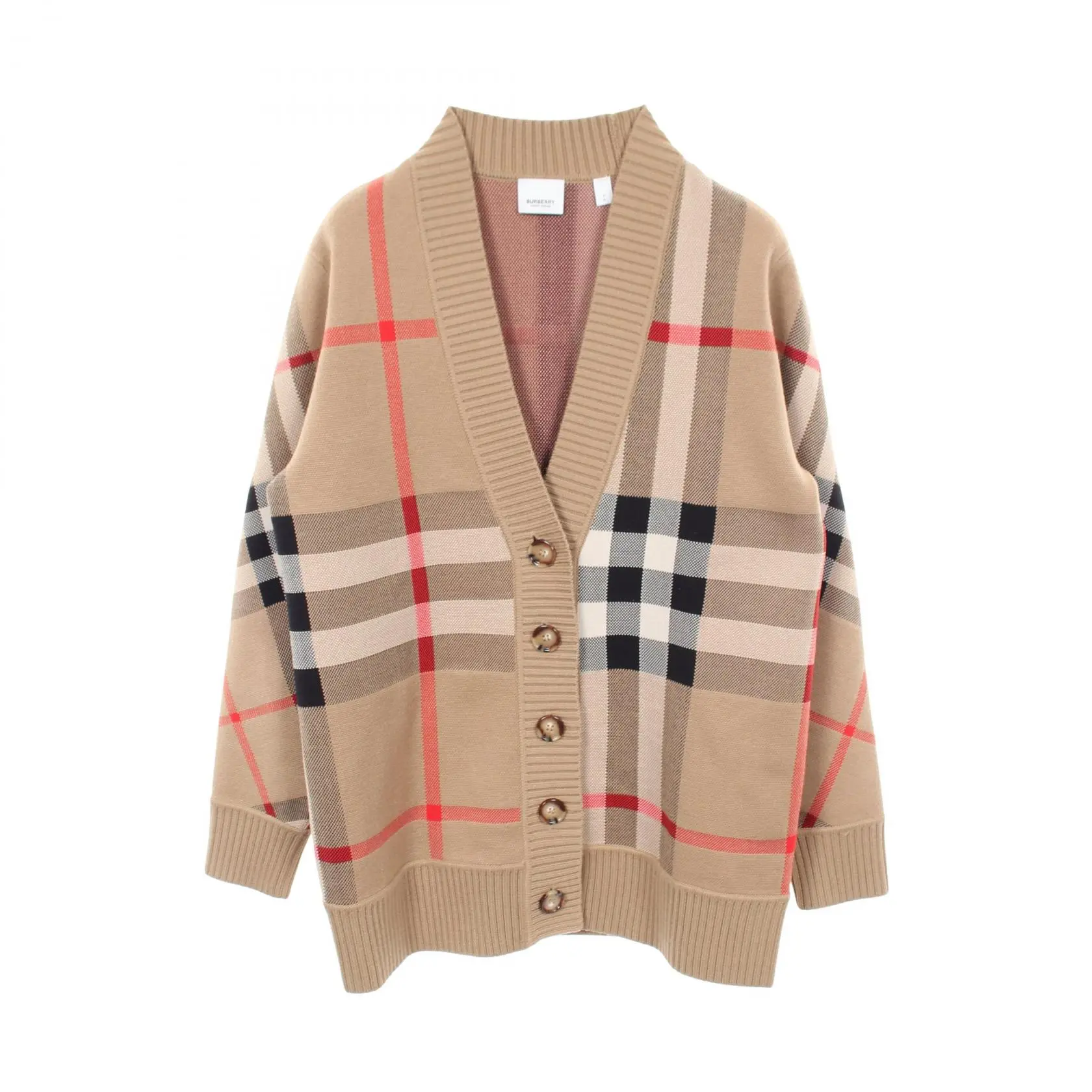 Pre-owned BURBERRY Wool Small Leather Goods Nova Check Technical Jacquard Polyester Cardigan