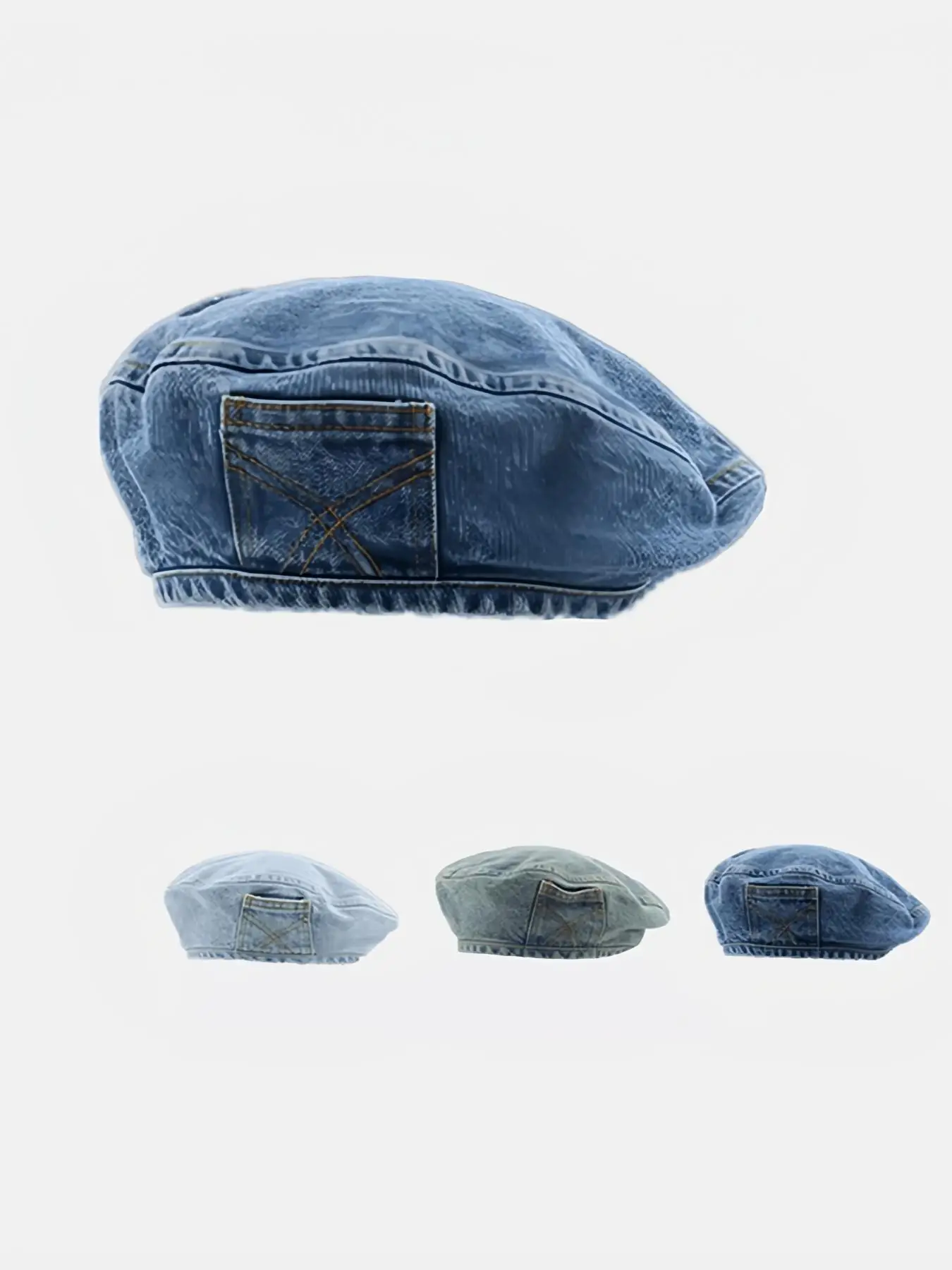 Women's Vintage Washed Denim Design Beret, Casual Outdoor Hat for Women, Fashion Accessories for Daily Wear