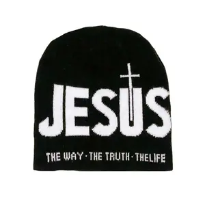 Unisex Y2K Letter Jacquard Soft Knit Beanie Hat - 1 size, Cross Print, Heart Design, Heat Retain, Soft Stretch Warm Winter Cap, Trendy Streetwear for Outdoor Sports, Daily Cold Weather Outfits