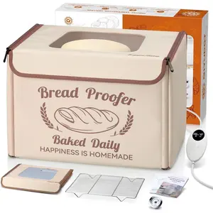 Folding Bread Proofing Box with 50-113? Temp Control & 48H Timer, Dough Proofer with Metal Rack, Humidor, Recipes, Ideal for Sourdough, Bread Baking, Pizza, Yogurt, Kombucha,  Control