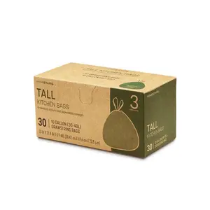 8 Gal. to 10 Gal. Tall Kitchen Drawstring Closure Trash Bags (30-Count)