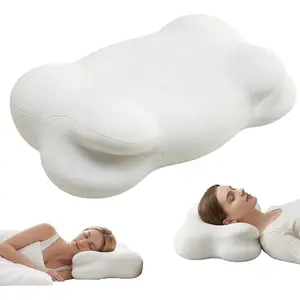 Cloud Pillow,  Memory    Support Pillow with Breathable Pillowcase, Adjustable -Height Design for Side   Sleepers (White)